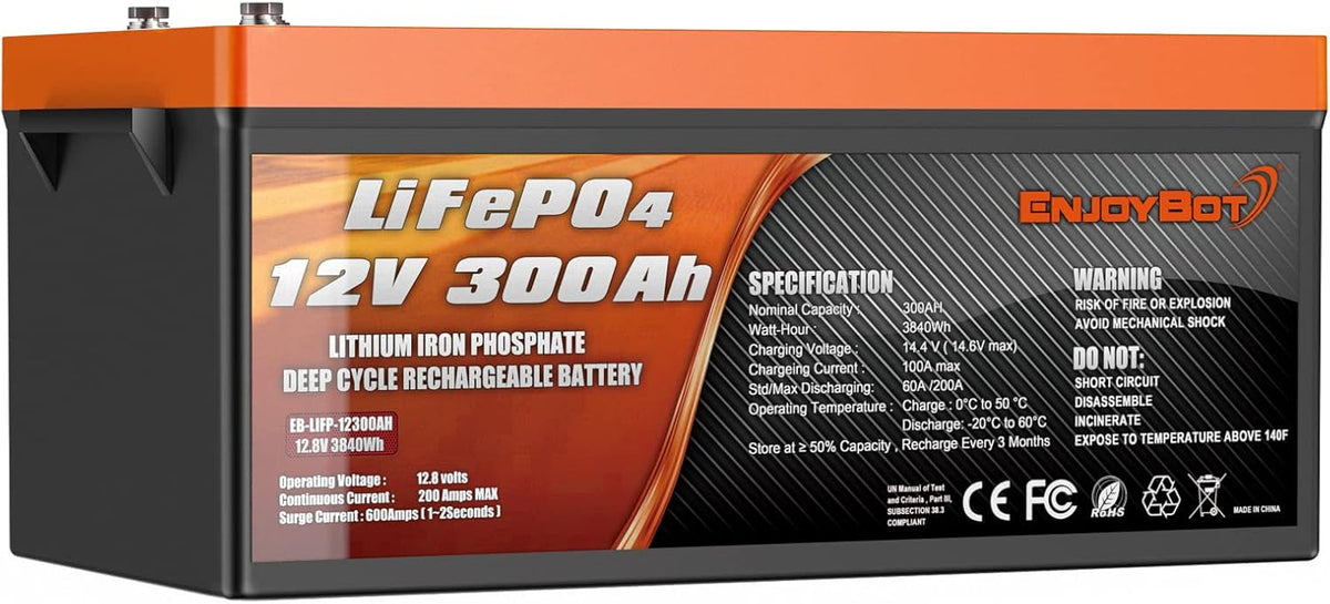 LiFePO4 12V 300Ah Lithium Iron Phosphate Battery with 200A BMS S762849
