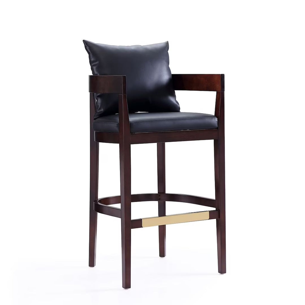 Faux Leather Barstool in Black/Walnut L544882