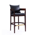 Faux Leather Barstool in Black/Walnut L544882