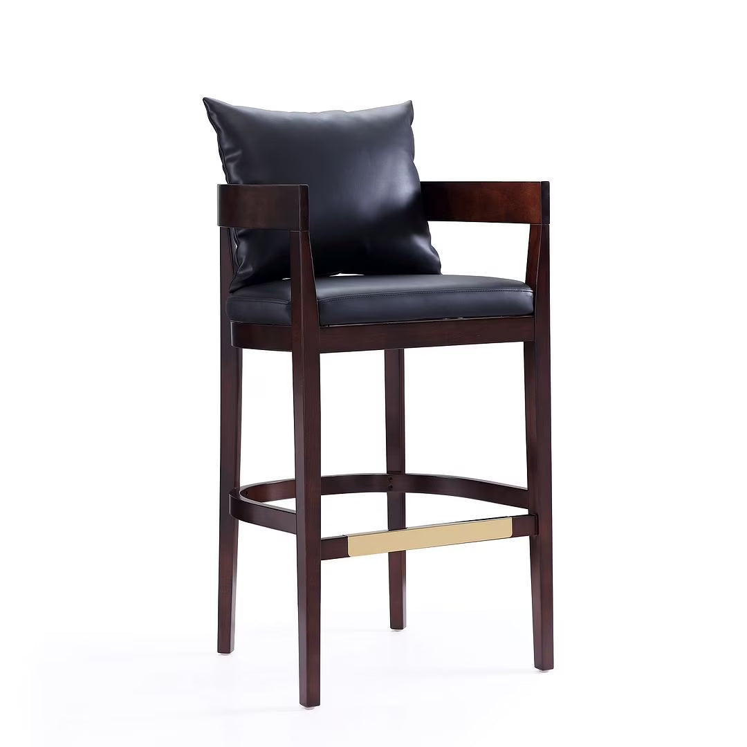 Faux Leather Barstool in Black/Walnut L544882