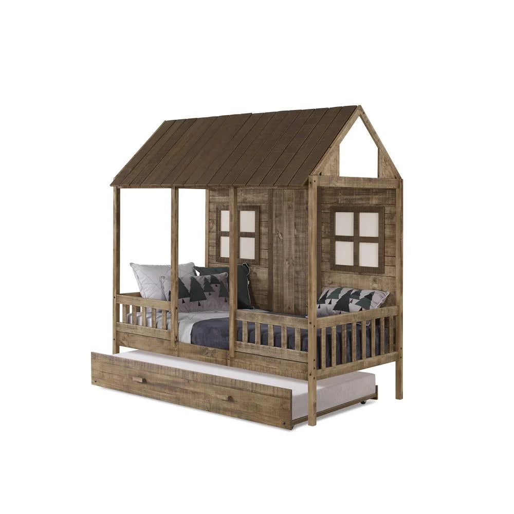Rustic Driftwood Kids Front Porch Trundle W1424