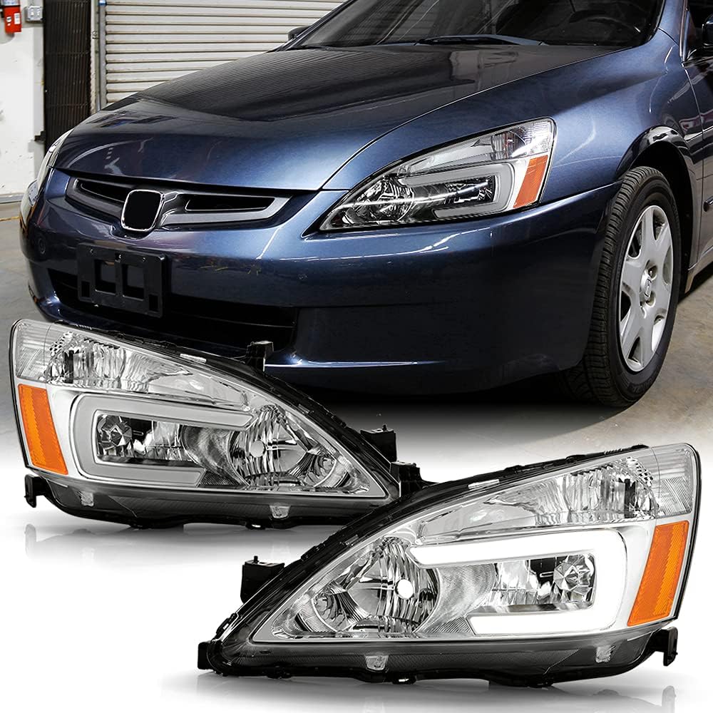 Chrome Housing LED Headlights Headlamps Assembly Pair Set X154