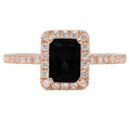 18k Rose Gold Onyx Halo Ring Size 8.5 R433238