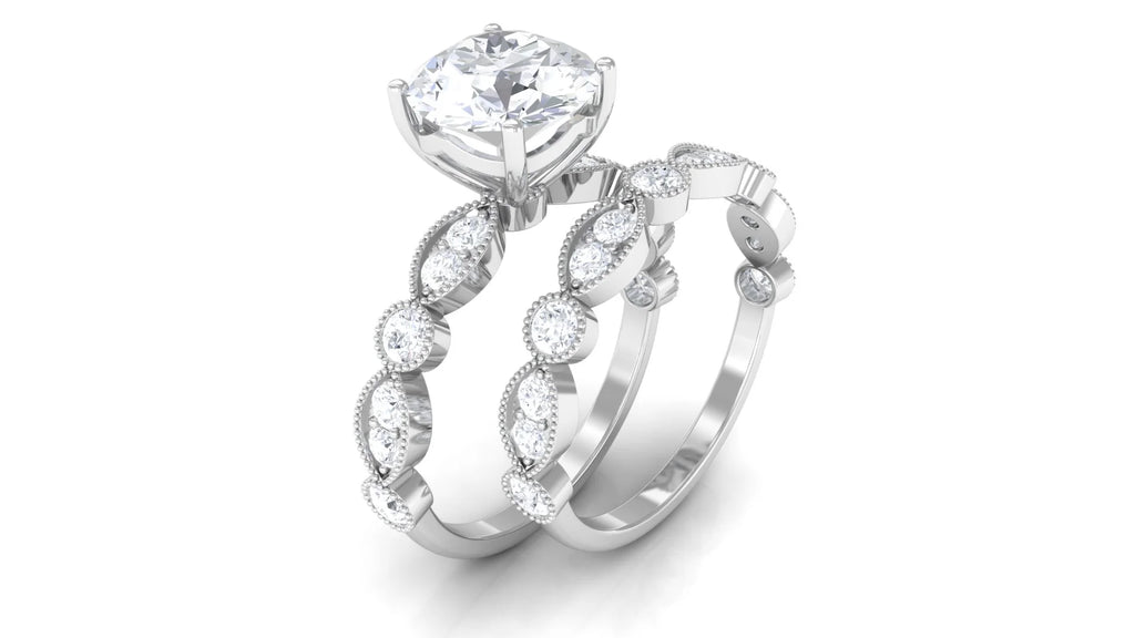 Moissanite Wedding Ring Set, 925 Sterling Silver, 4 Carat R413926