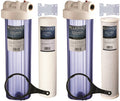 Two 20 Big Blue Whole House Water Filters with Clear Blue Transparent Housings S64803
