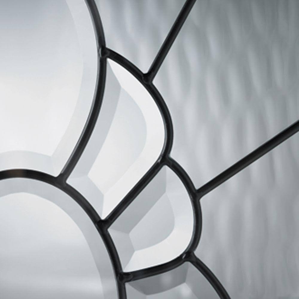 Decorative Glass Fixed Oval Vinyl Window, Black Caming in White H2971