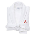 White Turkish Cotton Waffle Terry Bathrobe with Satin Piped Trim L691