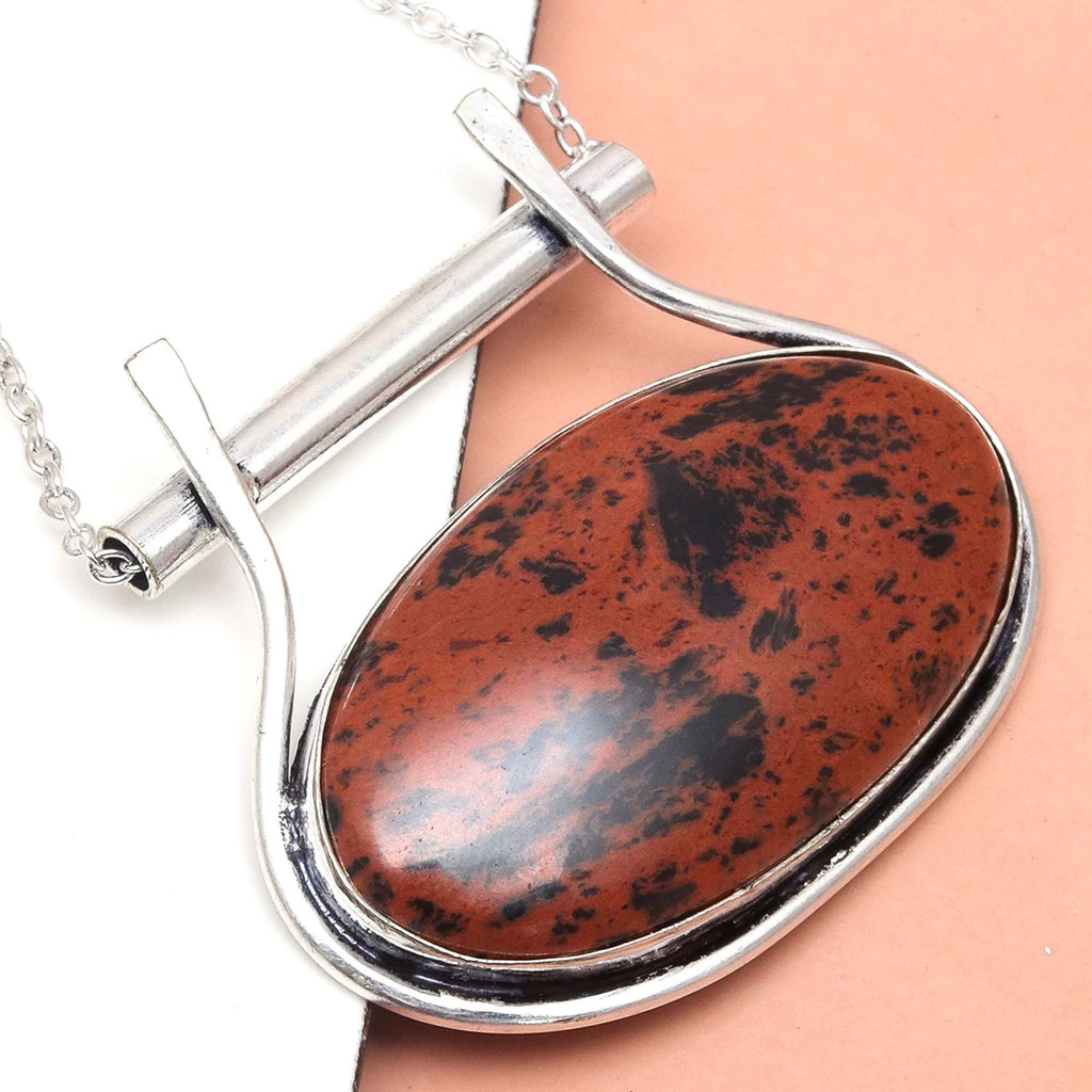 Mahogany Obsidian 925 Silver Necklace 20 in B437