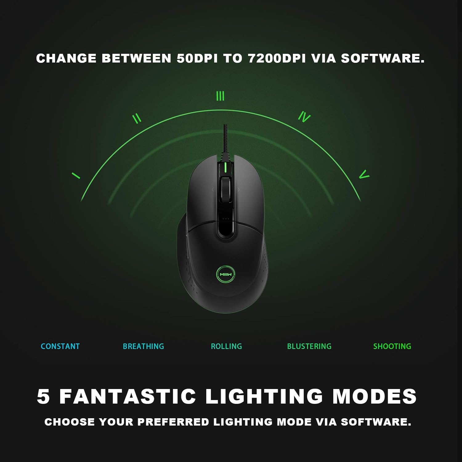 Wired Gaming Mouse with High Precision Optical Sensor, 7200DPI, 8 Programmable Buttons P839