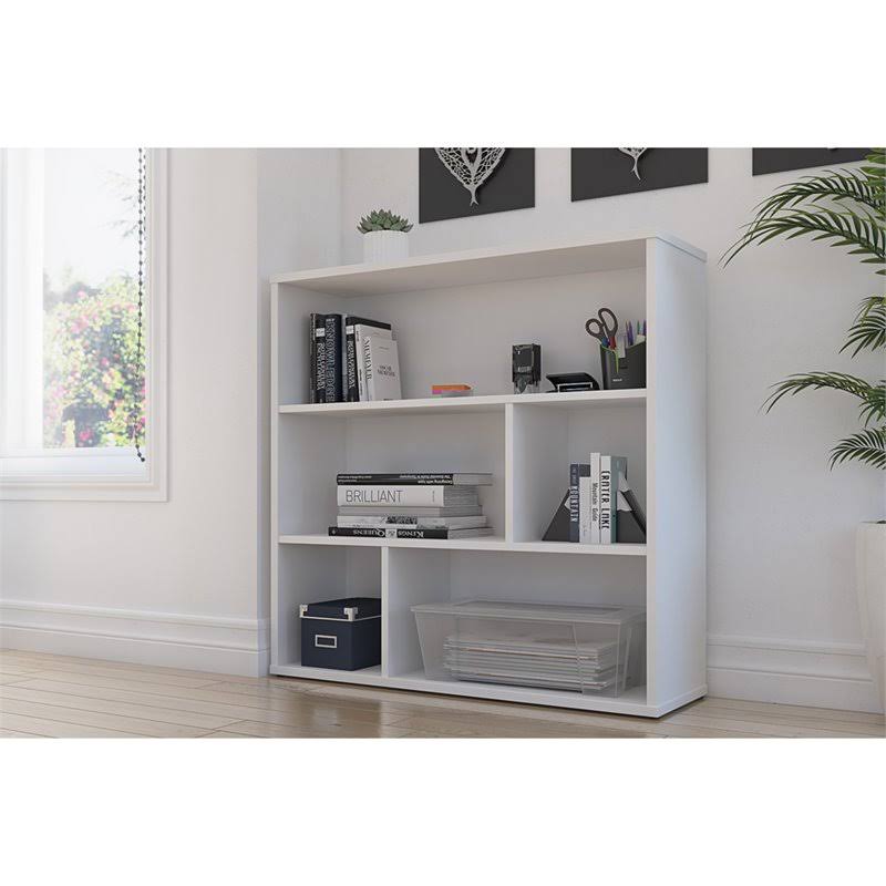 White Asymmetrical Shelving Unit W562