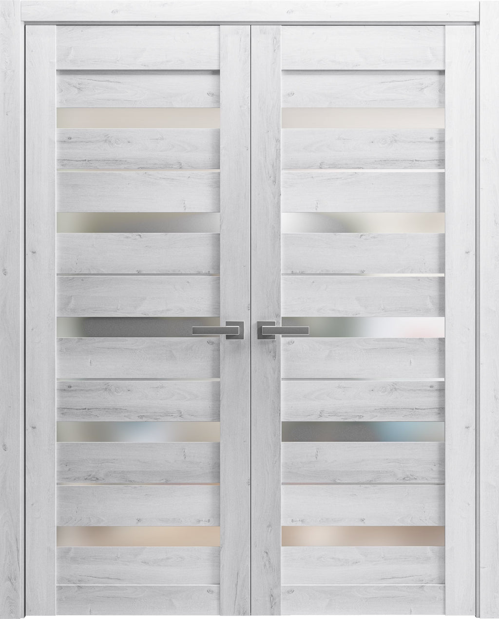 Matte Black Frosted Glass Double Barn Door 48 x 80 inches Y93465