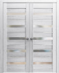 Matte Black Frosted Glass Double Barn Door 48 x 80 inches Y93465