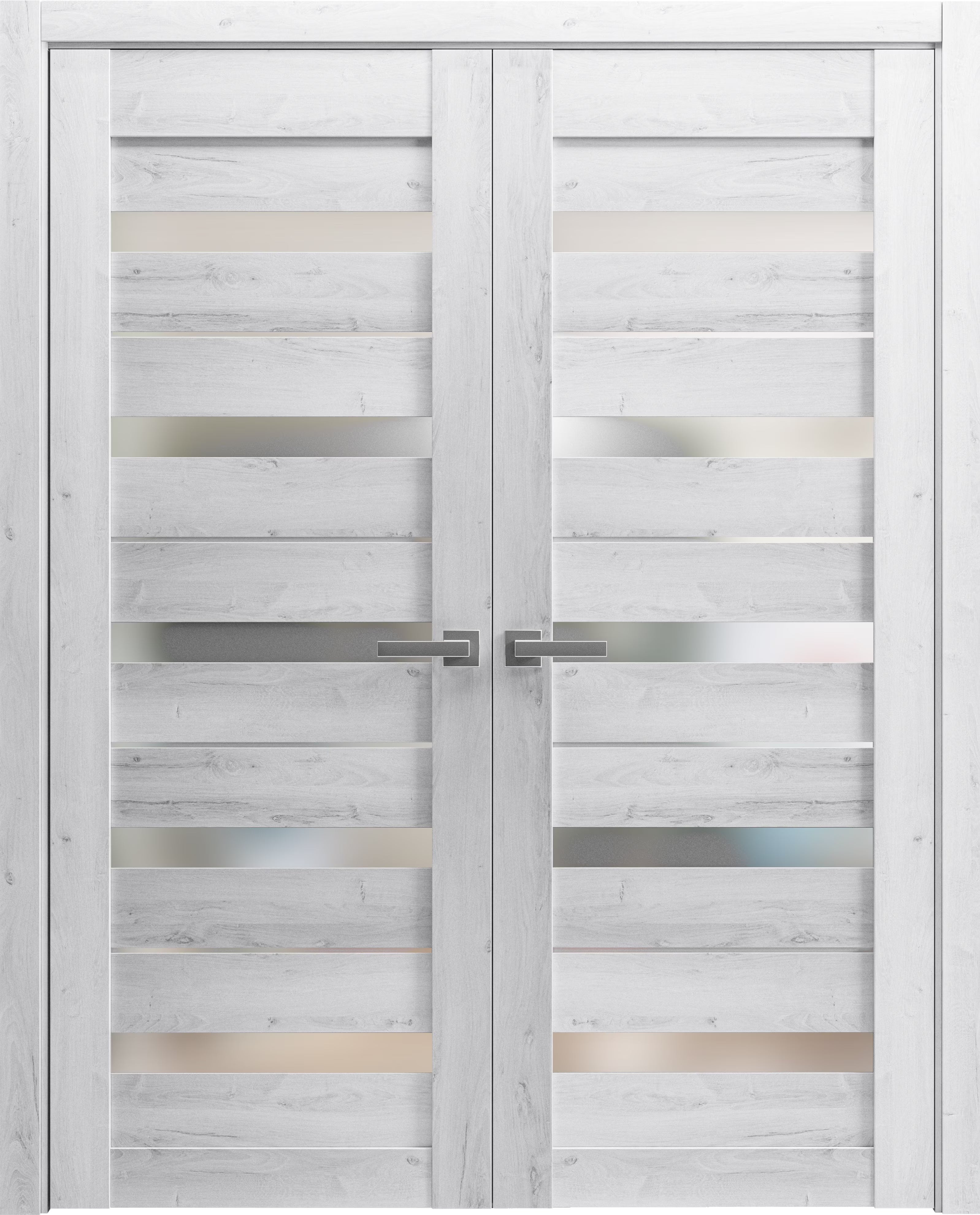 Matte Black Frosted Glass Double Barn Door 48 x 80 inches Y93465