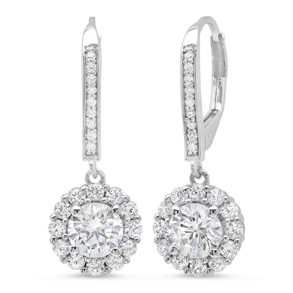 18K White Gold Diamond Drop Dangle Earrings D468032
