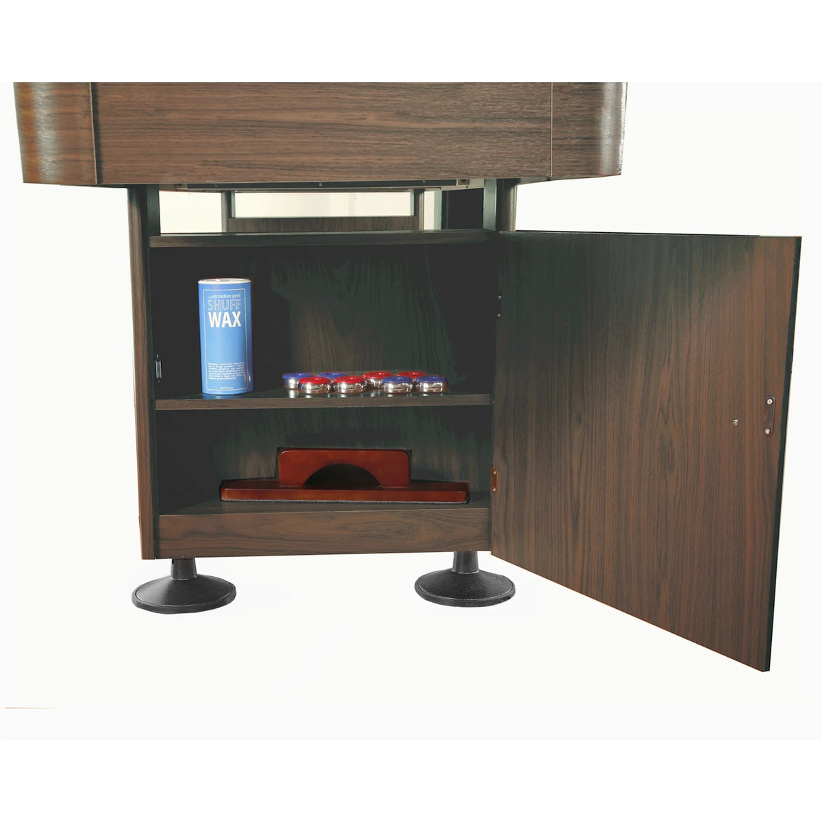 Walnut Finish Hardwood Shuffleboard Table with Storage Cabinets F33183