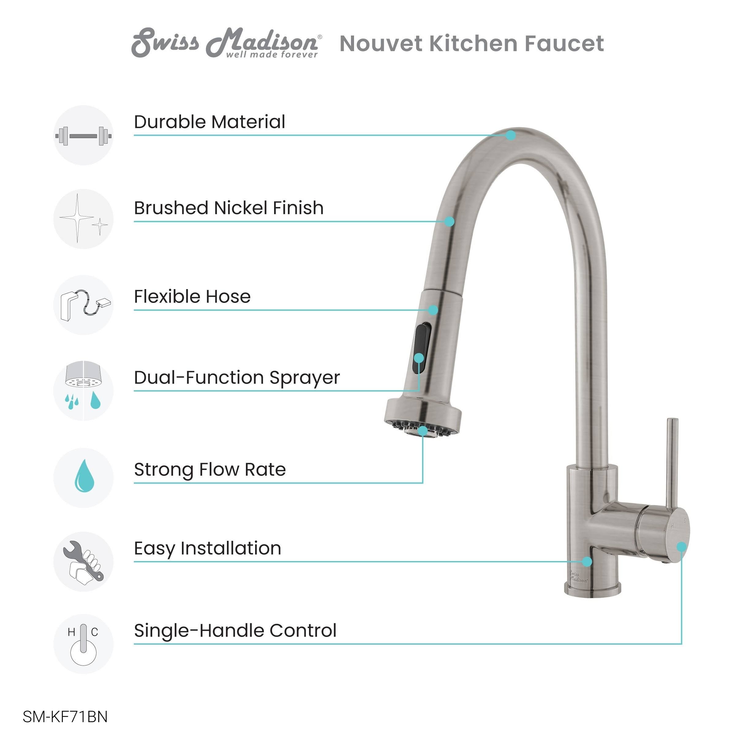Chrome Pull Out Single Handle Kitchen Faucet D636