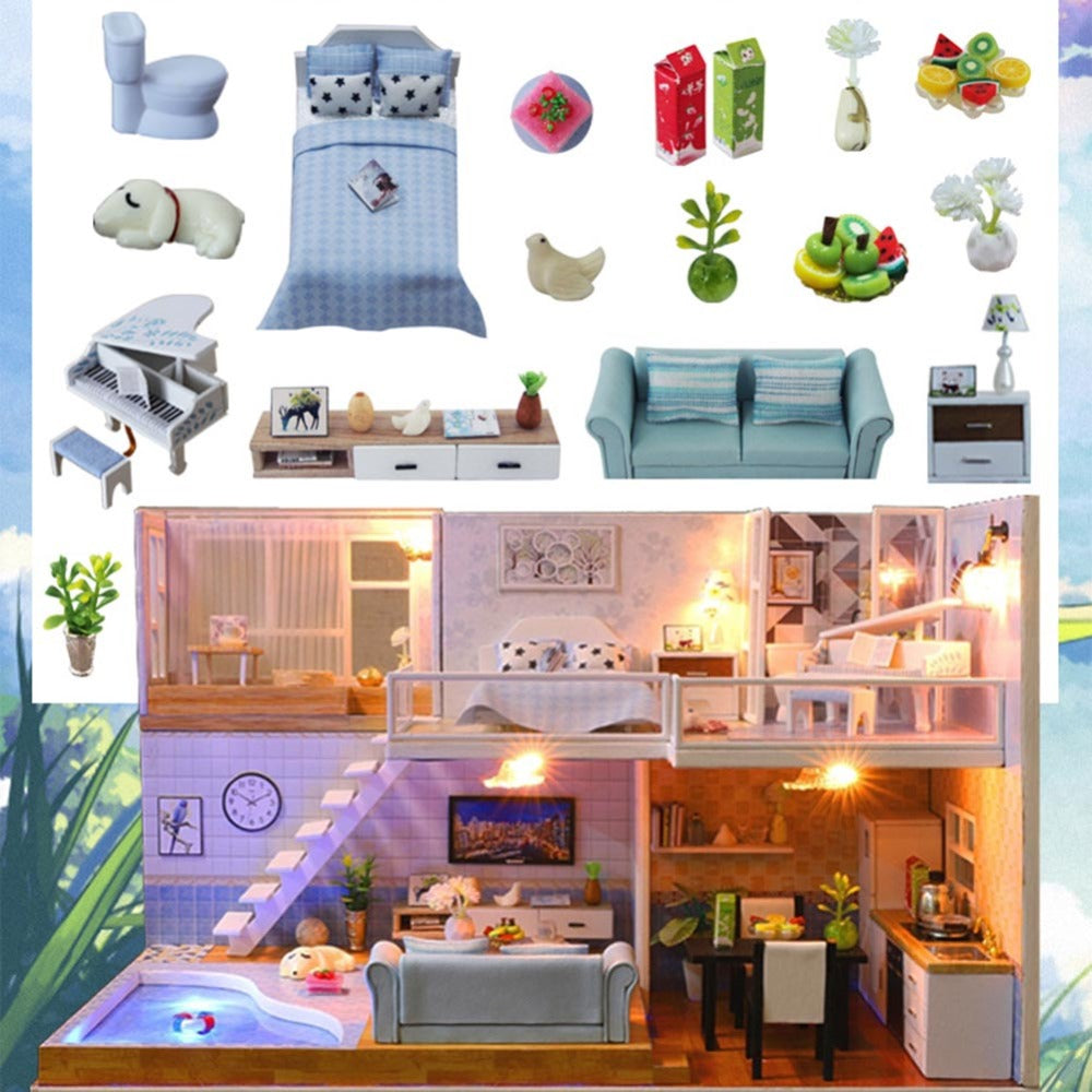 DIY Cottage Art House Handmade Mini House Model with LED Assembled Toy Puzzle S712556