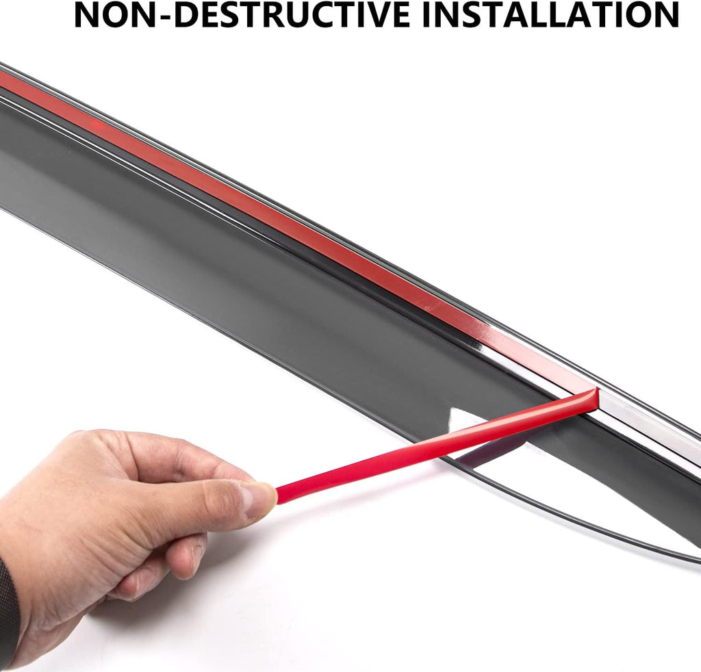 Gray Silver Strip Tape-on Side Window Deflector Pack of 2 I43215