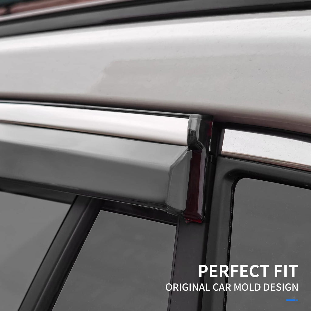 Gray Silver Strip Tape-on Side Window Deflector Pack of 2 I43215