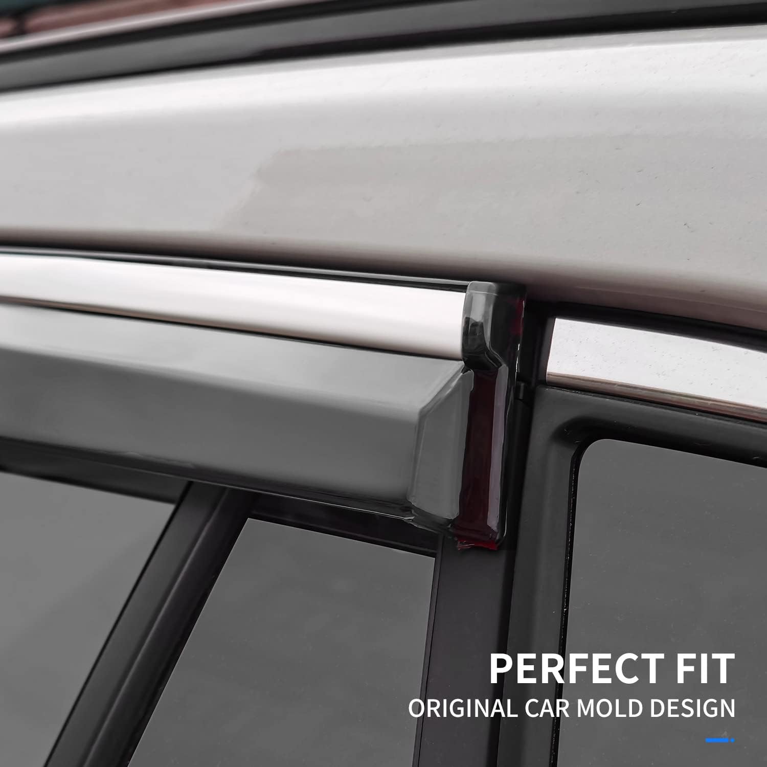 Gray Silver Strip Tape-on Side Window Deflector Pack of 2 I43215