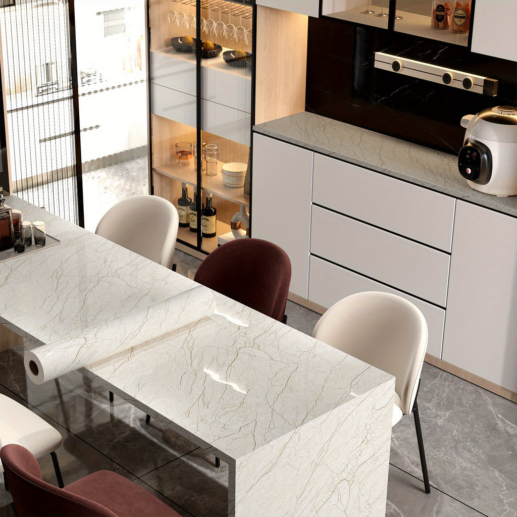 Glossy Film Marble Wallpaper Peel And Stick Y334