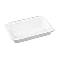 28 oz Microwaveable White Rectangular Container Lid Combo, Case of 150 Y7933