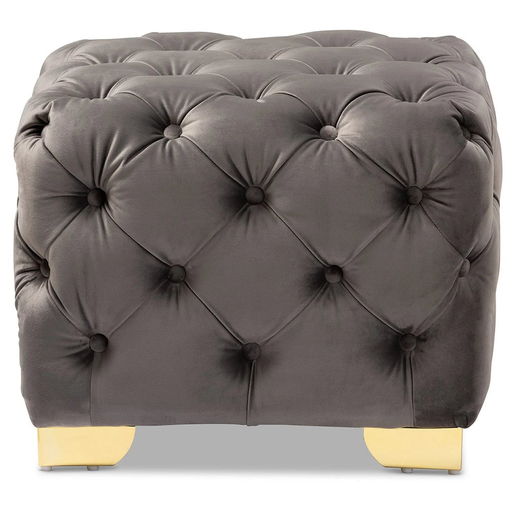 Royal Blue Velvet Ottoman F900