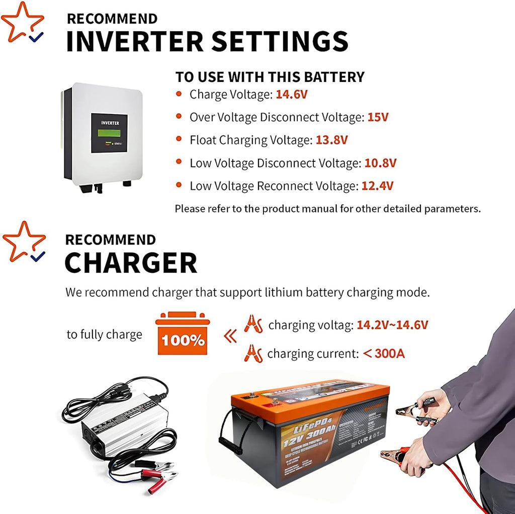 LiFePO4 12V 300Ah Lithium Iron Phosphate Battery with 200A BMS S762849