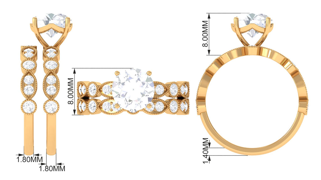 Moissanite Wedding Ring Set, 925 Sterling Silver, 4 Carat R413926