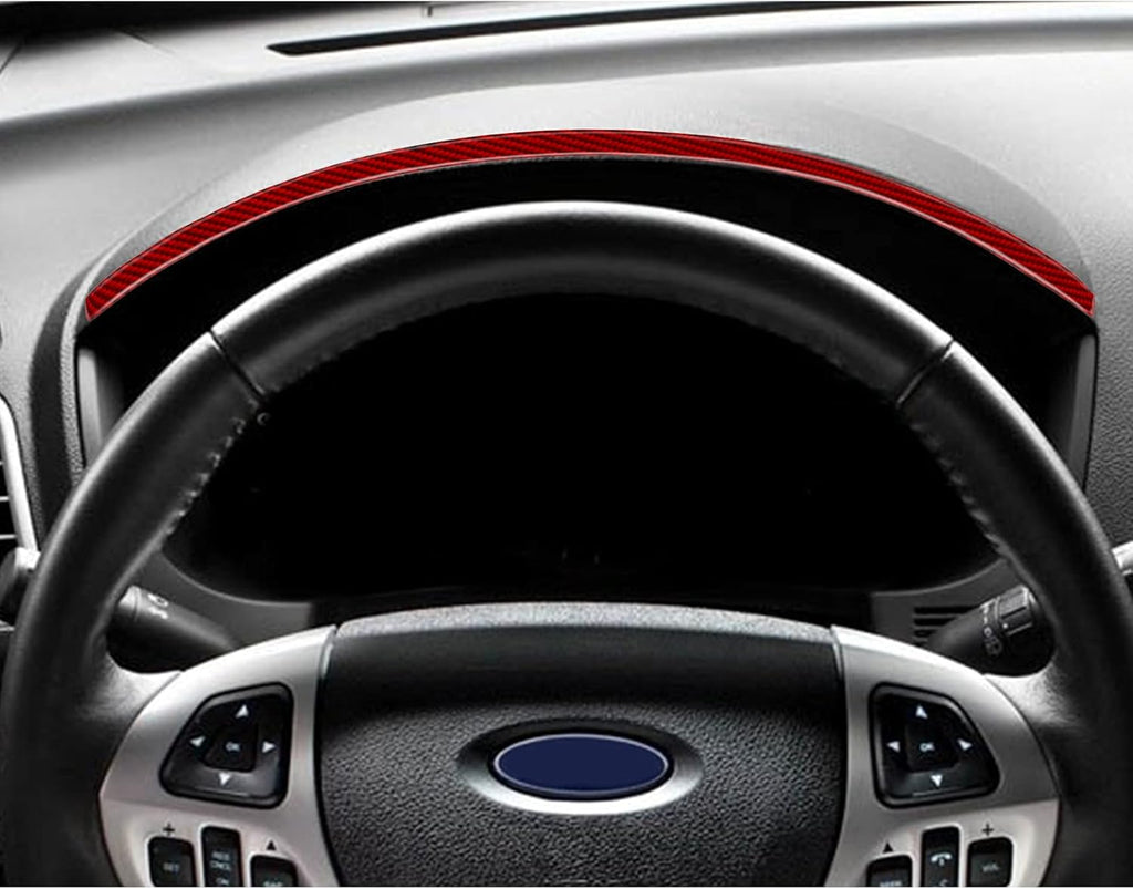 Carbon Fiber Center Console Dashboard Screen Frame Trim Sticker Accessories (Red) Pack of 2 F534955
