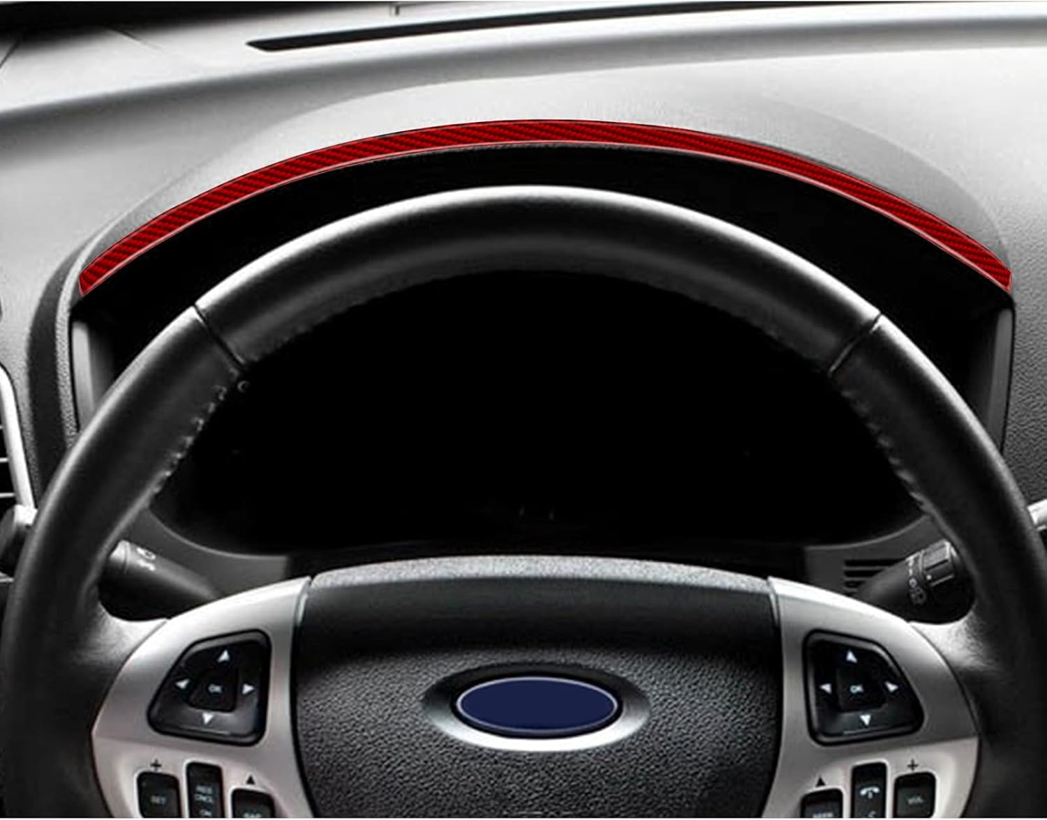 Carbon Fiber Center Console Dashboard Screen Frame Trim Sticker Accessories (Red) Pack of 2 F534955