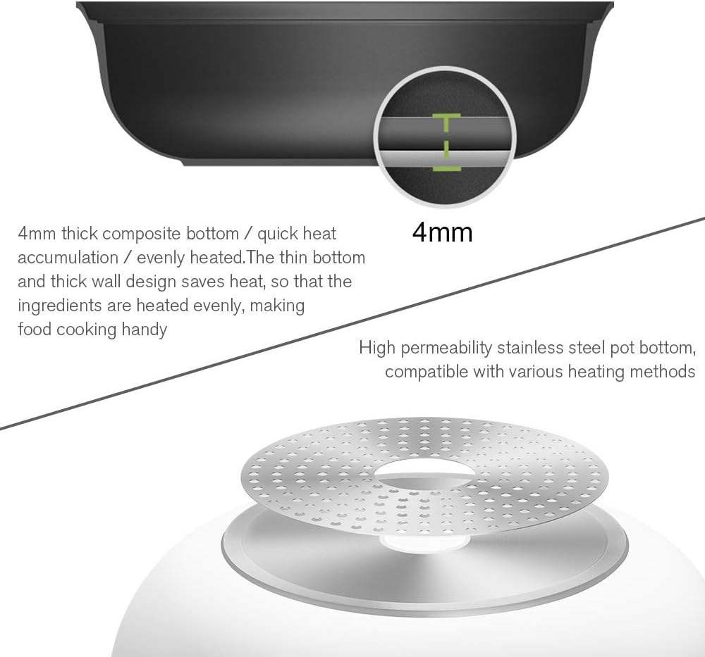 11 Inch White Non-Stick Shabu Shabu Pot with Divider O541