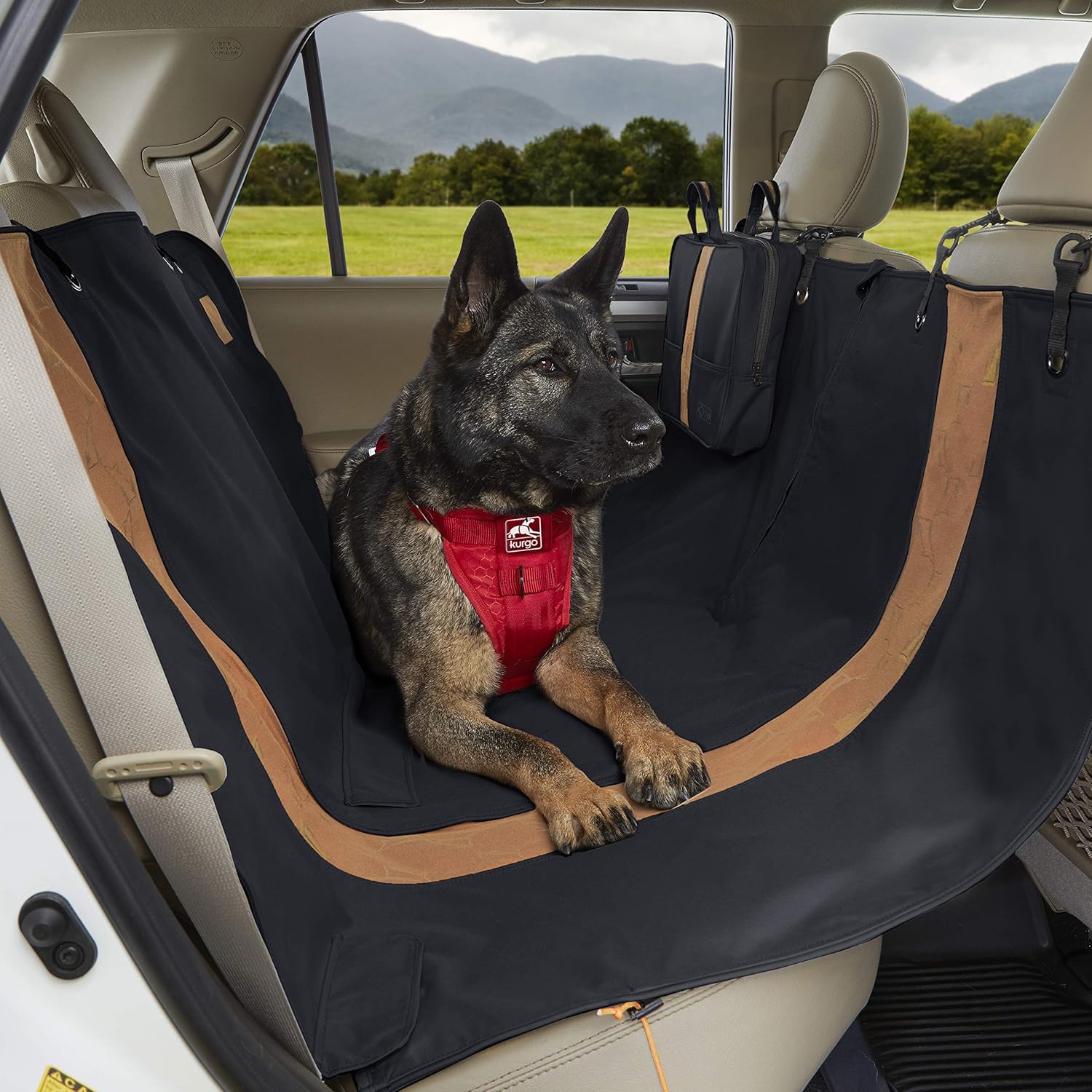 Khaki Heather Charcoal Grey Dog Car Hammock Seat Cover Pack of 2 T45160