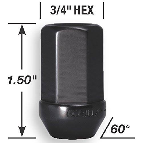 Black 12mm x 1.50 Thread Size Aluminum Closed End Lug Nuts H836