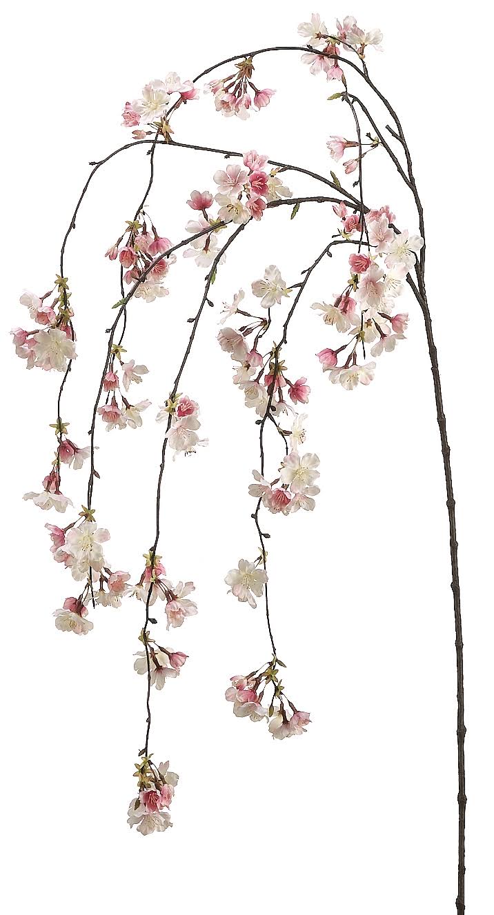 Pink Cream Silk Cherry Blossom Hanging Flower Spray (Case of 6) P36352