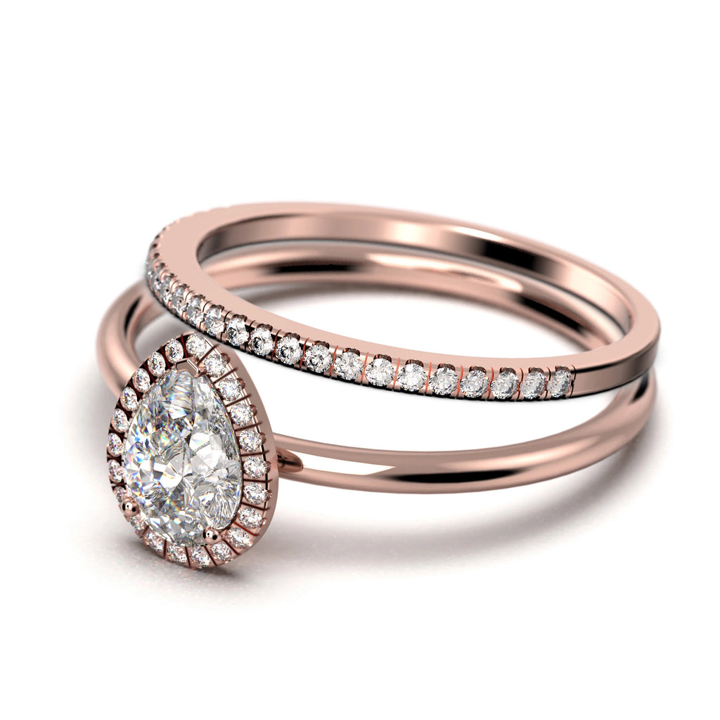 1.75 Carat Pear Cut Moissanite Engagement Ring in 925 Sterling Silver With 18k Rose Gold Plating N266