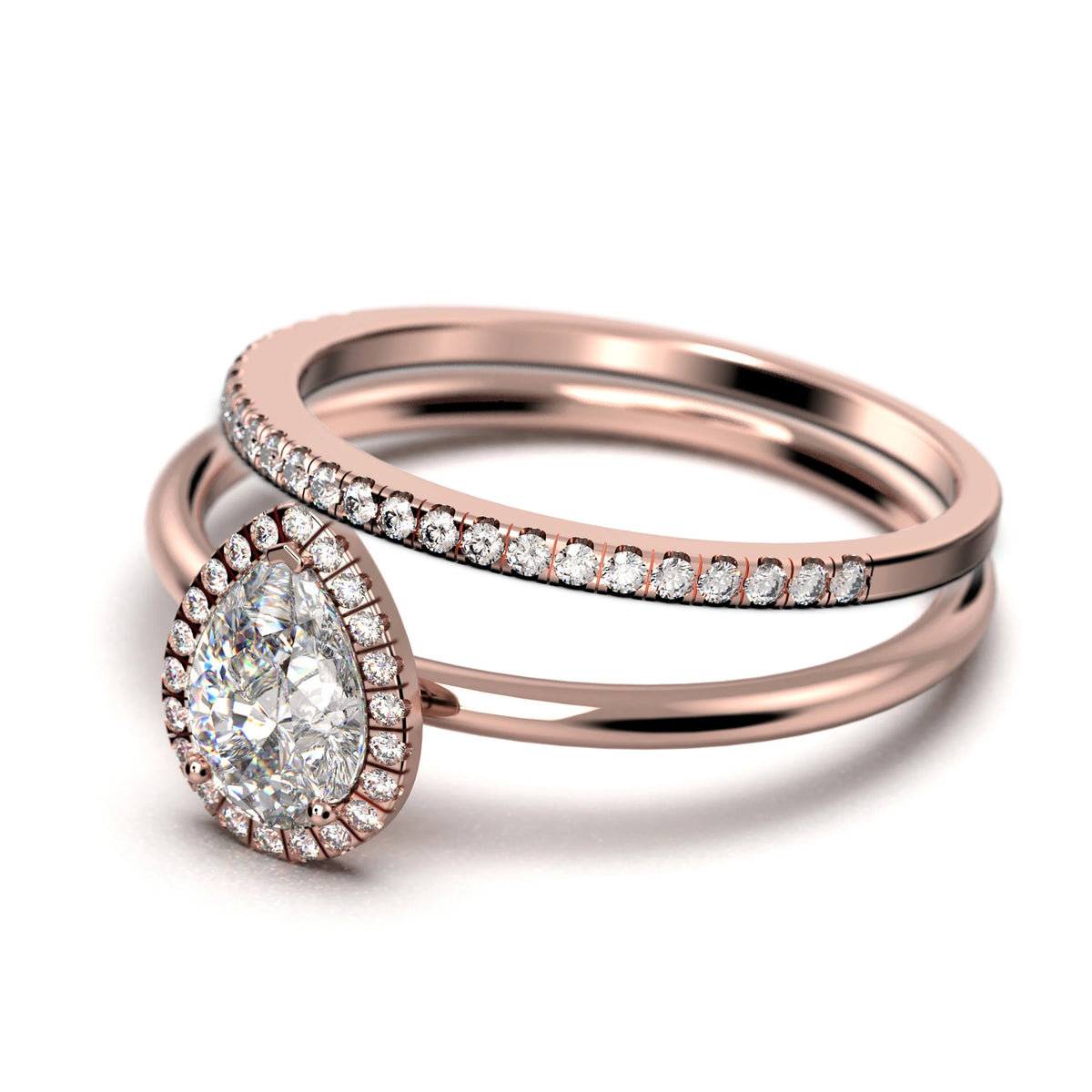 1.75 Carat Pear Cut Moissanite Engagement Ring in 925 Sterling Silver With 18k Rose Gold Plating N266