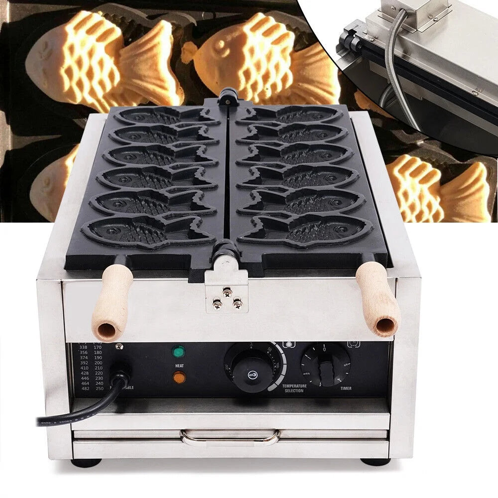 6Pcs Non-stick Stainless Steel Fish Waffle Maker K629303