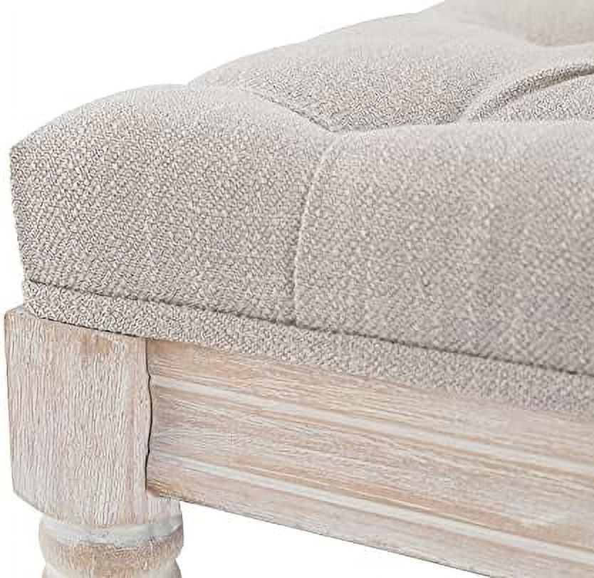 Beige Tufted Wood Entryway Bench W5675