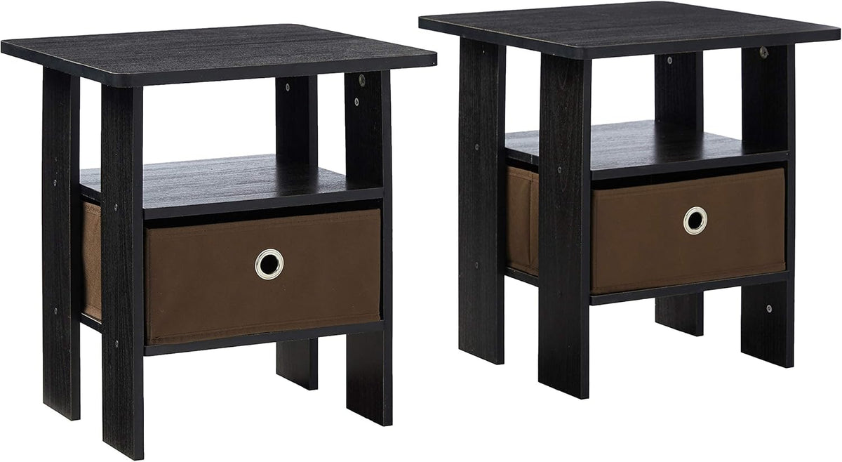 2-Pack Bin Drawer End Table Americano/Medium Brown & End Table French Oak Grey B85503