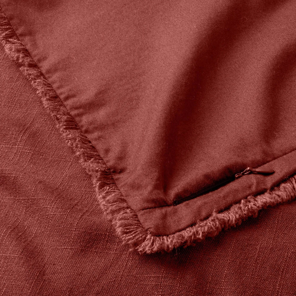 Dark Clay Heavyweight Linen Blend Duvet Cover & Sham Set D17945