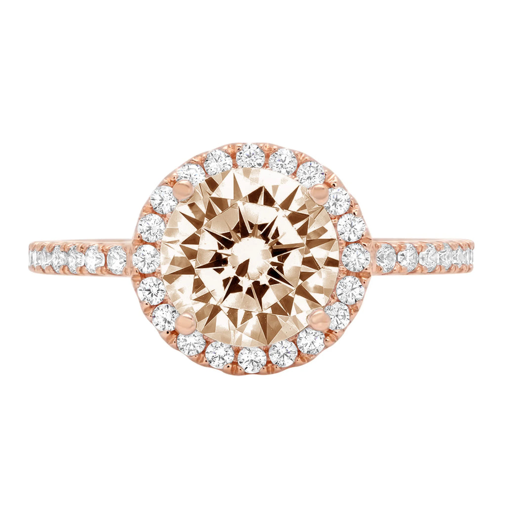 Champagne Simulated Diamond Halo Ring Size 10.75 A625455