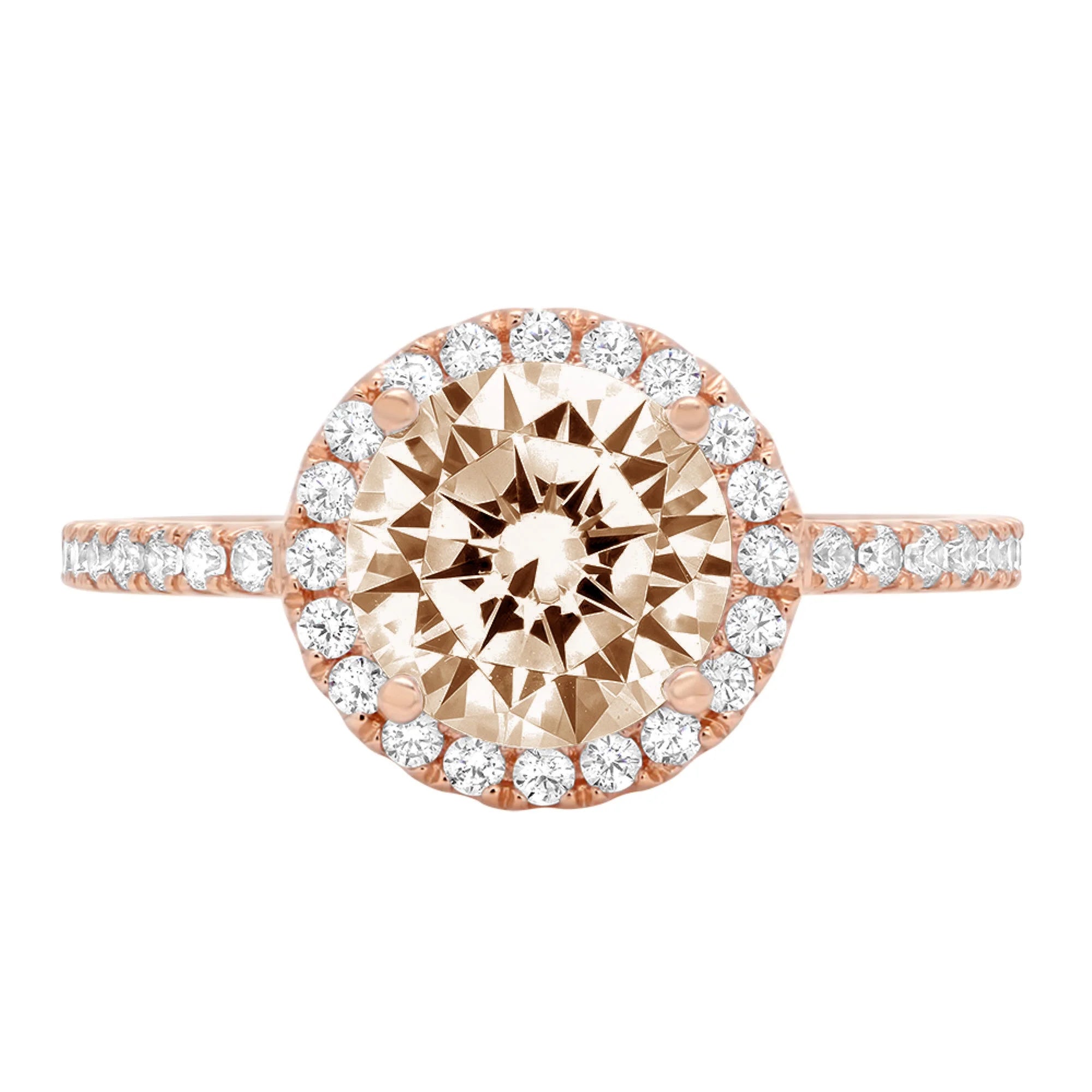 Champagne Simulated Diamond Halo Ring Size 10.75 A625455
