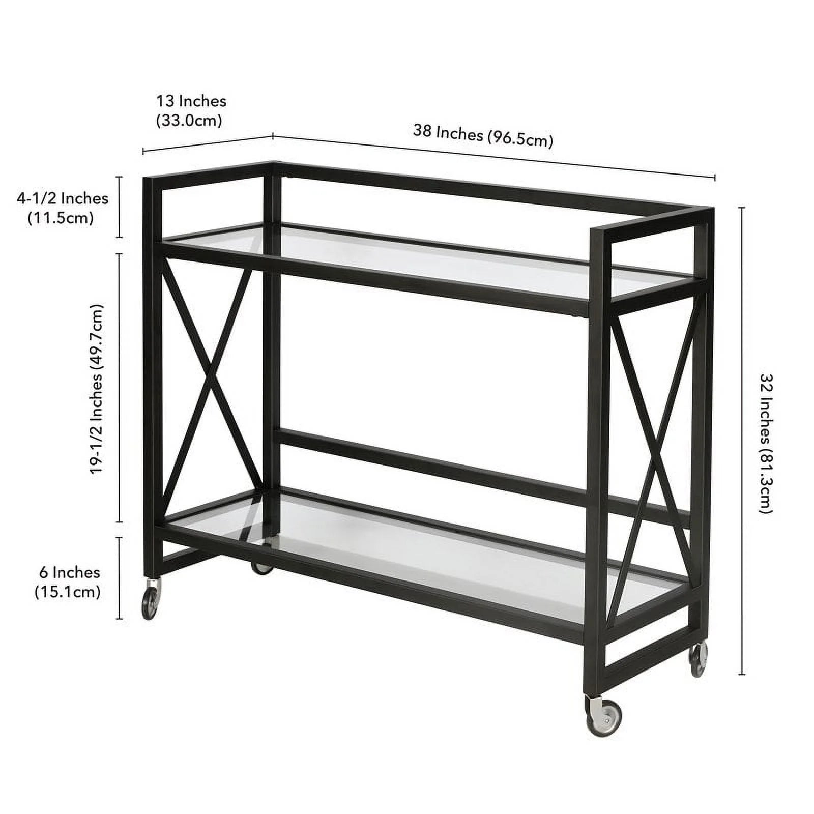Blackened Bronze Metal/Glass Bar Cart N8200