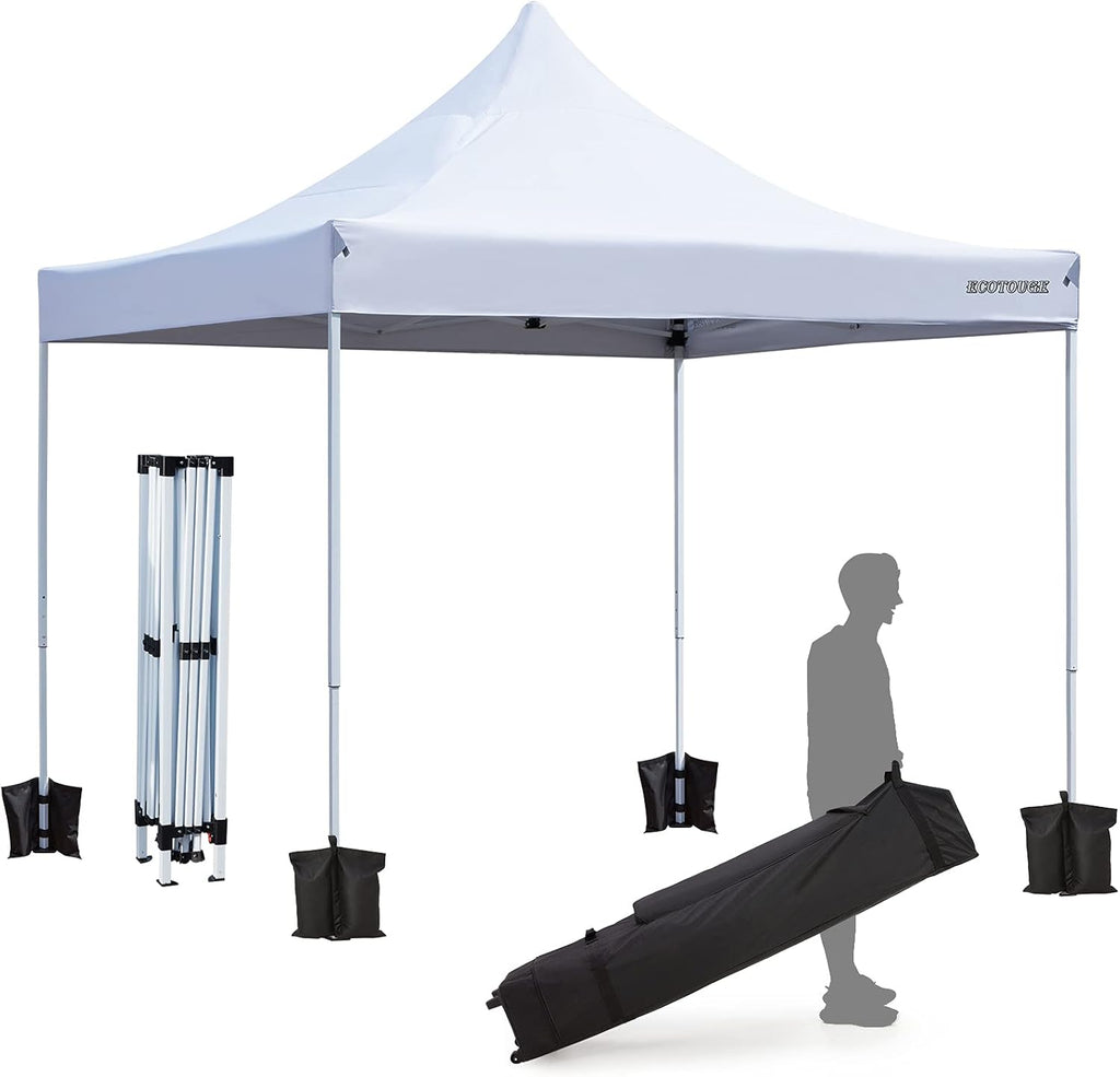 10x15 Pop up Canopy Tent with Roller Bag, Folding Patio Canopies Height Adjustable, Anti-UV & Waterproof, Sandbags x 4 (White) I2123