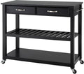 Full Size Kitchen Prep Cart with Solid Black Granite Top X895931