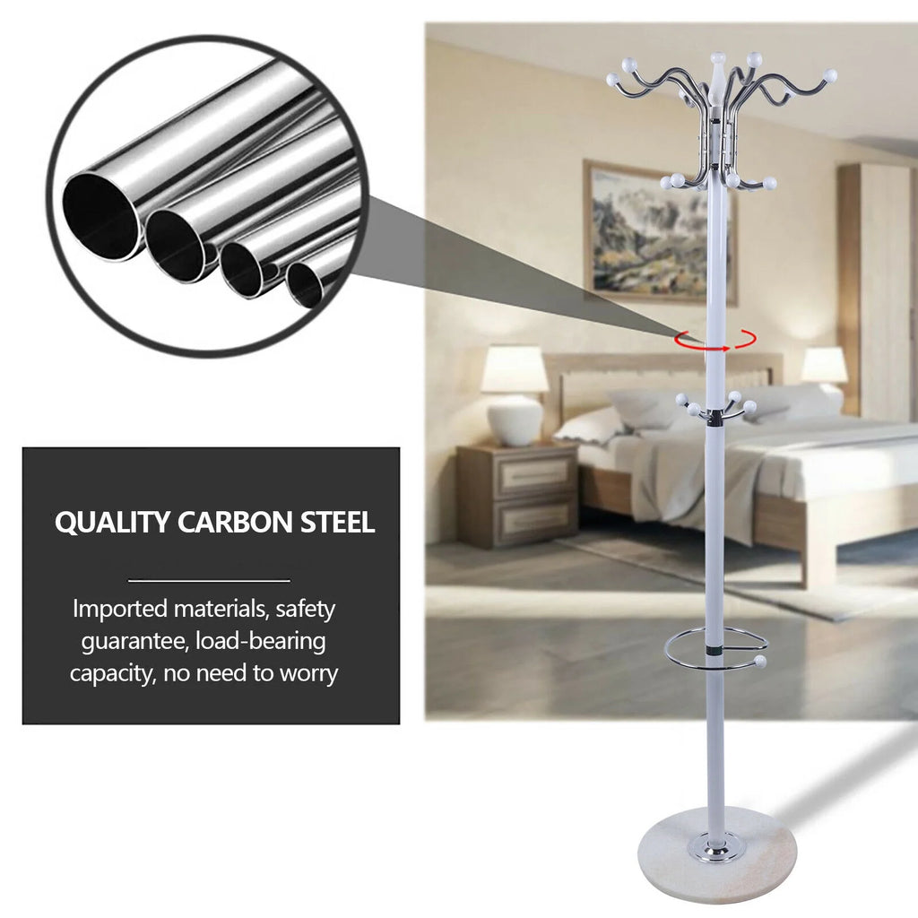4 Tier White Coat Rack with 16 Hooks A4132