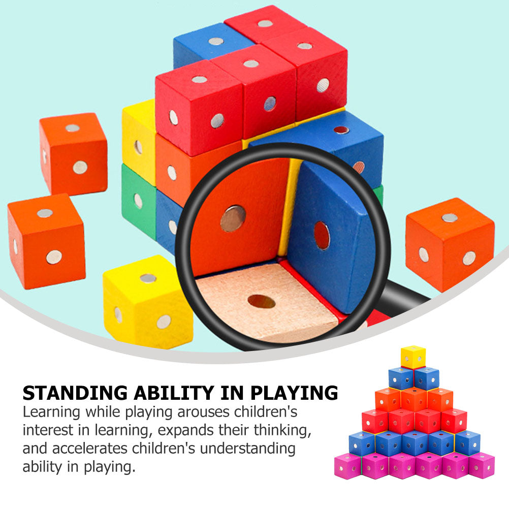 30 Pcs Magnetic Building Blocks Wooden Cube Toys I806