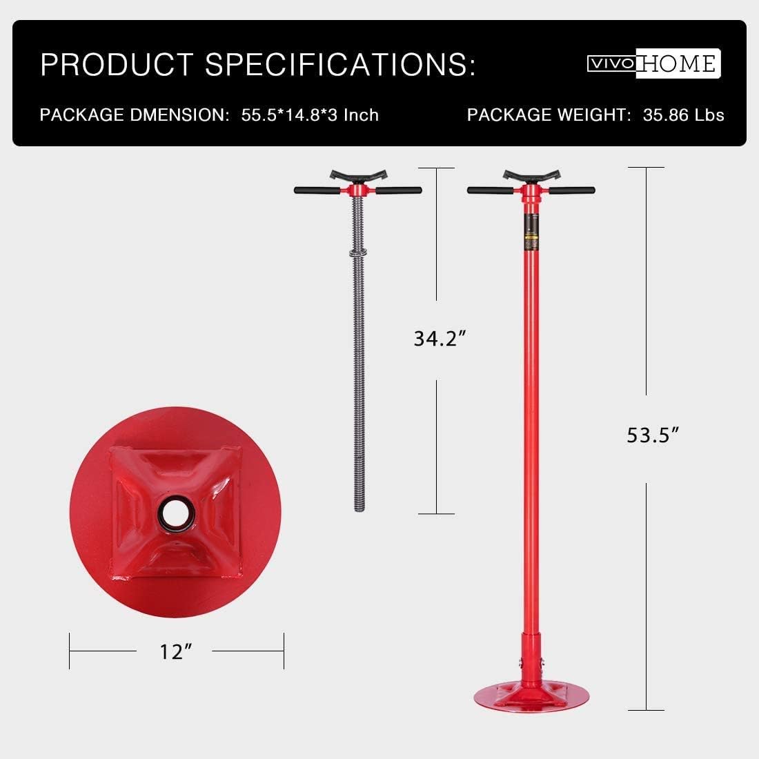 Steel Underhoist Support Lift Jack Stand with 12 Inch Diameter Base 3/4 Ton Capacity F629093