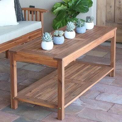 Dark Brown Acacia Wood Patio Coffee Table Y734